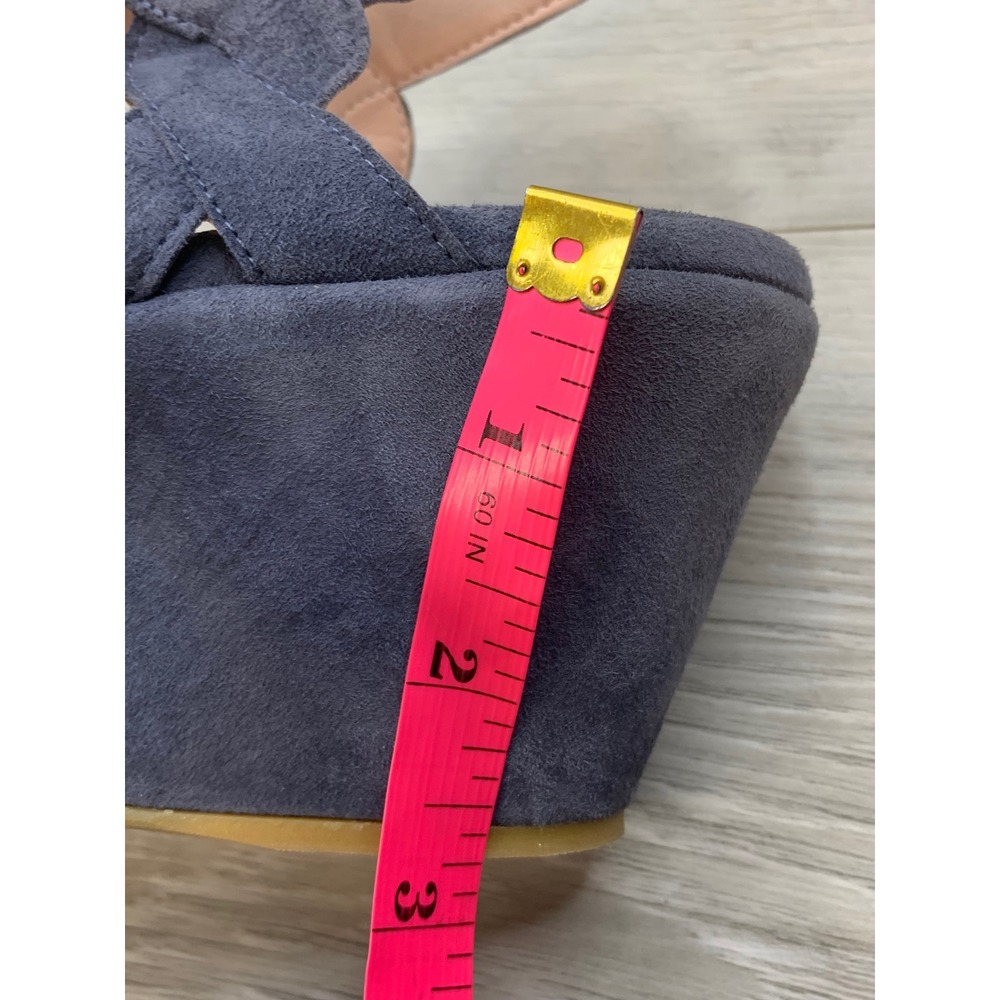 Stuart Weitzman Navy Blue Suede Platform Wedge Sandals Peep Toe Size 6 Spain - Picture 9 of 11
